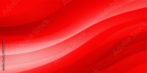 Red and white silk satin fabric background with flowing waves of soft textile material creating a smooth curve pattern for an elegant cloth backdrop design