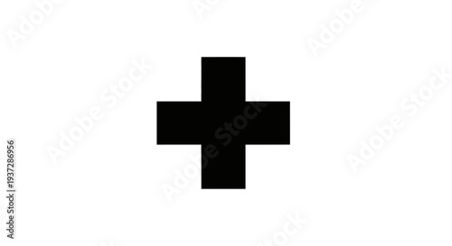 Simple Black Medical Cross Symbol on White Background
