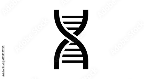 Black DNA Double Helix Icon on White Background