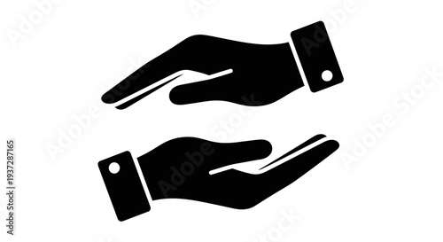 Black Silhouette of Two Hands Holding and Protecting Gesture