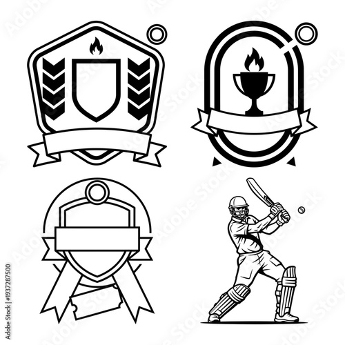 Outdoor sports athletes line art bundle with climbing and skiing