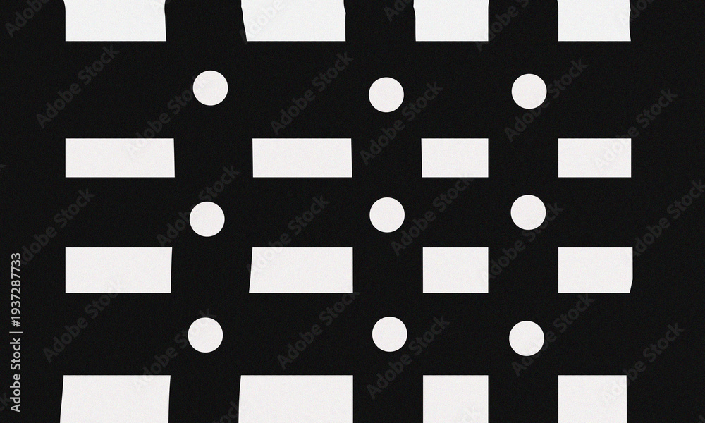 Fototapeta premium Geometric pattern composed of dots and rectangles on a black background