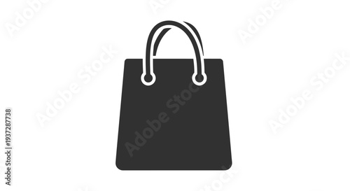 Simple black and white illustration of a shopping bag with handles