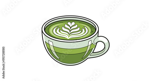 A cup of green tea latte.