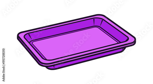 Purple plastic rectangular food tray.