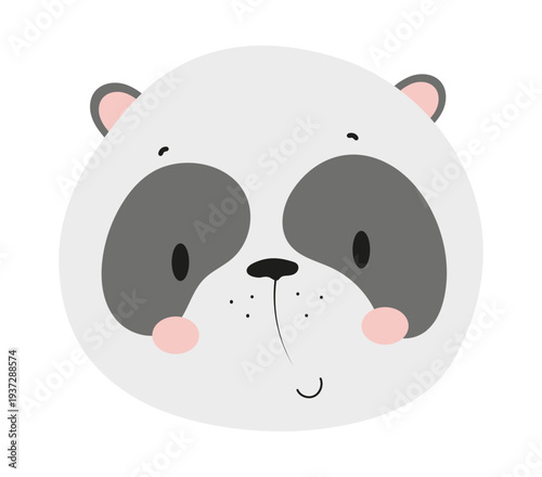 Cute cartoon panda face with black eye patches and a friendly expression.