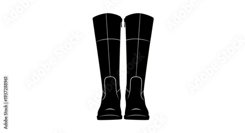 Black Leather Knee High Boots.