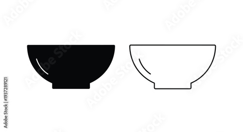 Two bowl outlines one black one white side by side