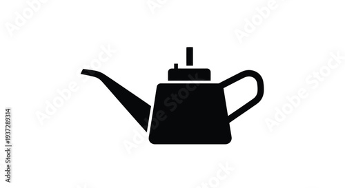 Simple black silhouette of a traditional teapot with a curved spout