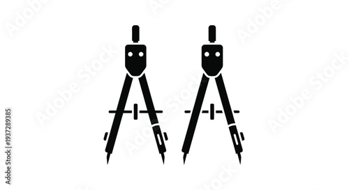 Two black compasses displayed side by side on a white background