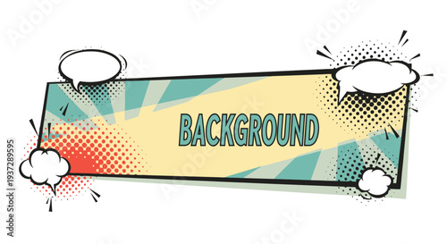 Comic book style background with speech bubbles and halftone dots