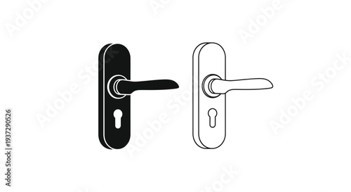 Two door handles a black solid version and a white outline design