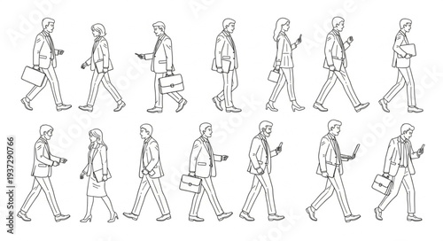 Soldiers Walking in Various Poses.