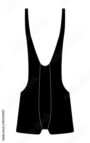 Minimal vector illustration of cycling bib shorts with shoulder straps. Professional bicycle sport clothing isolated on white background.