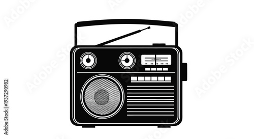 Vintage transistor radio a classic black and white electronic device illustration