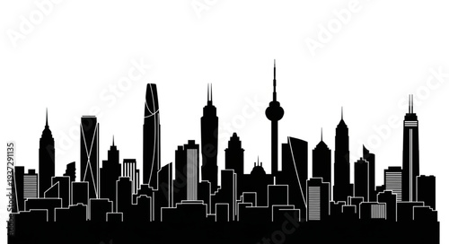 City Skyline Silhouette Urban Landscape.