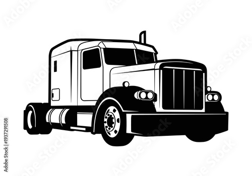 Semi Truck Vector, Big Rig Semi Truck Silhouette Illustration