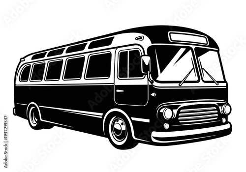 Vintage Bus Vector, Retro Bus Silhouette, Classic Coach Illustration