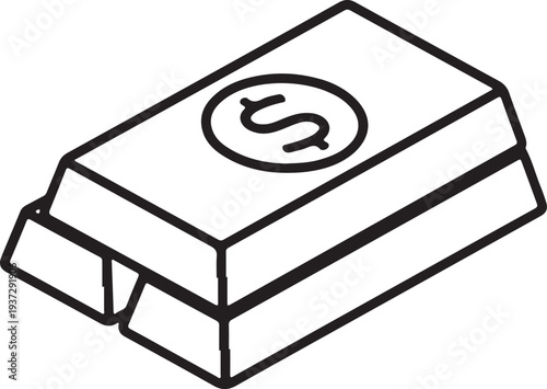 Gold Bar Bullion with Dollar Sign Icon - Financial Investment and Wealth Concept