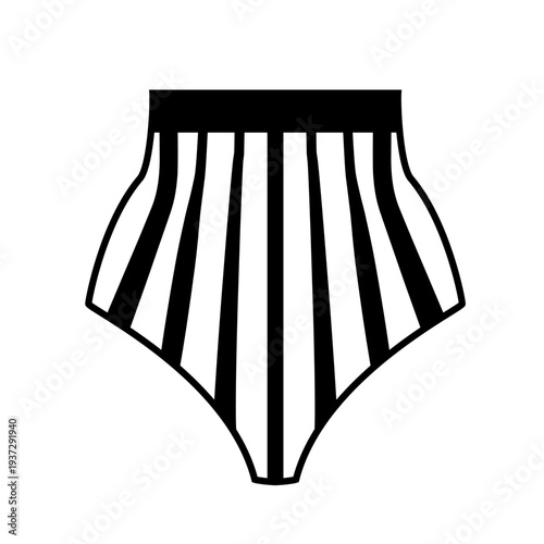 Outline vector illustration of women striped high waisted bikini bottoms. Flat swimwear fashion design isolated on white background.