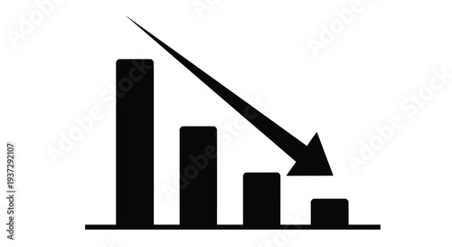 Declining bar graph illustration showing a downward trend in data