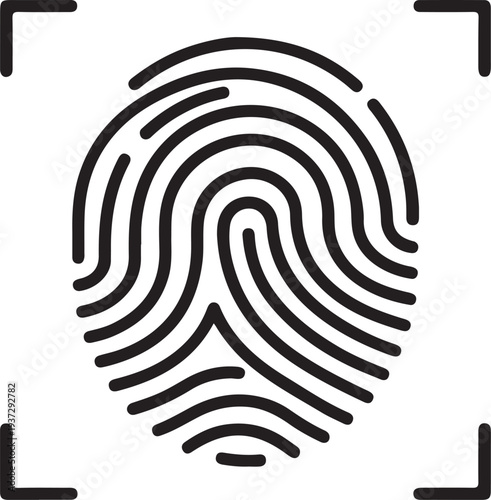 Fingerprint Scanning Icon for Biometric Security, Digital Identity Verification Vector Symbol