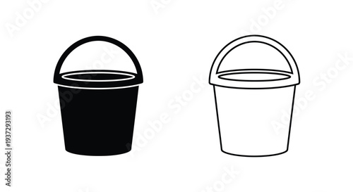 Two bucket icons a filled black version and an outlined white version