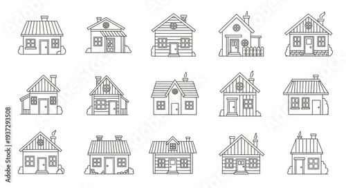 Collection of House Outlines and Sketches.