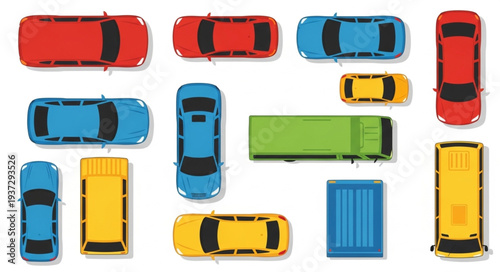 Colorful Toy Cars and Trucks.