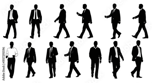 Businessmen Walking in Various Poses.
