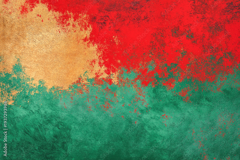 Fototapeta premium Green and Gold and Red Textured Background, Design Resource, Textured Background, Christmas Colours, Jamaican Colors , Creative Textures, Graphic Resources