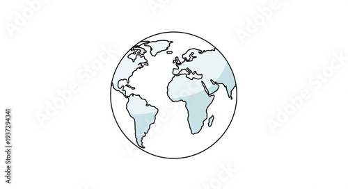 Minimalist Illustration of Earth Globe Showing Continents.
