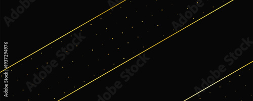 Dark background with golden lines and glittering dots