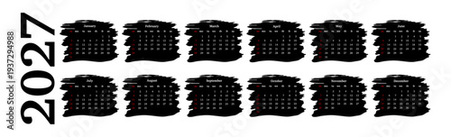 Calendar for 2027 isolated on a white background