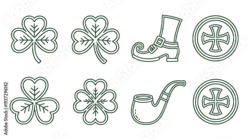 Collection of charming St. Patrick's Day symbols and emblems.