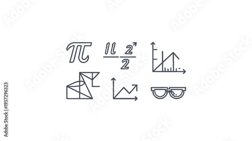 Mathematical icons isolated against a plain background.