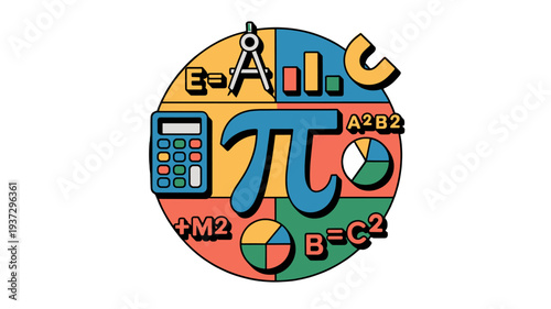Educational design with a collection of math symbols.
