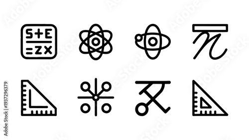 An illustration of mathematical and scientific symbols.