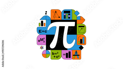 A visual representation of the mathematical symbol pi surrounded by a diverse collection of related symbols.