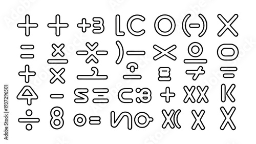 Mathematics symbol and icon set.