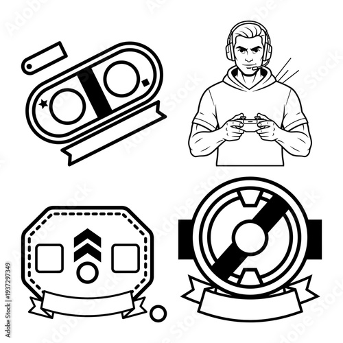 Cricket umpire batsman and celebration player line art icon bundle