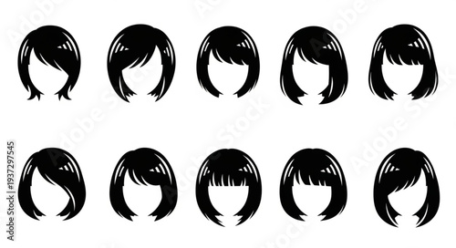 Collection of diverse black bob hairstyles for women.