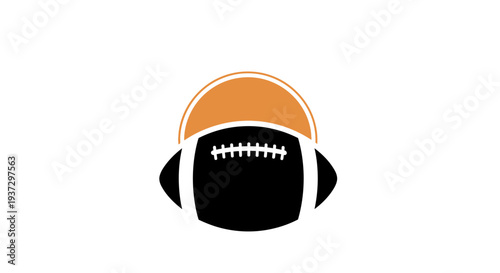 American Football Icon with Helmet and Ball.