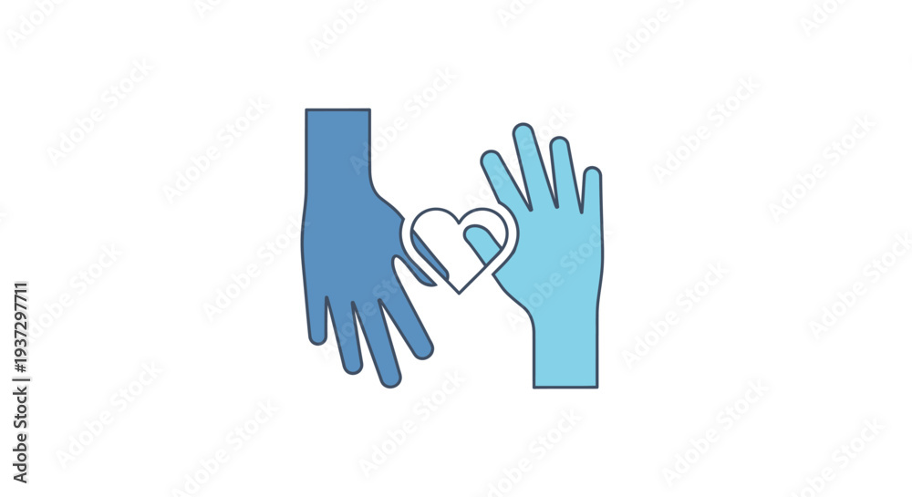 Fototapeta premium Two hands reaching out to each other with a heart.