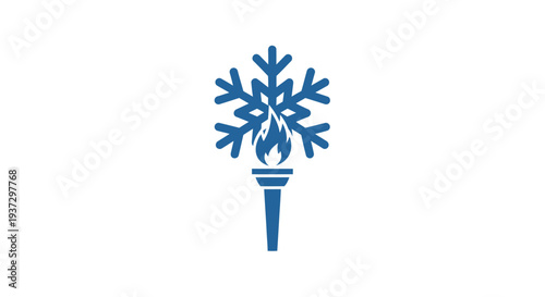 Blue Torch with Snowflake Design Element.