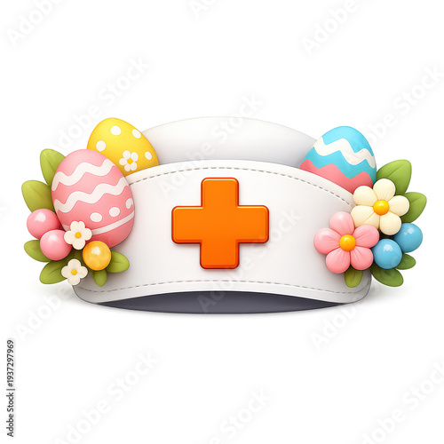 Wallpaper Mural Easter Medical Nurse Hat Cross Eggs Spring Healthcare Holiday Isolated Illustration Torontodigital.ca