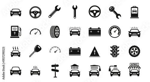 Collection of Car Icons and Symbols.
