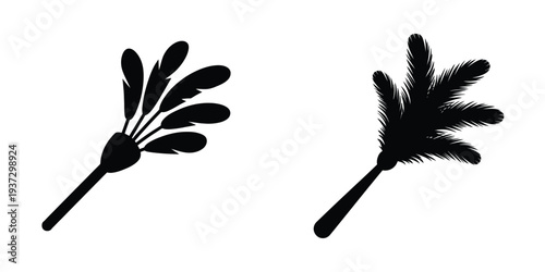 Feather Duster Silhouette Vector Set – Funny April Fools Day Prank Tool, Humor and Cleaning Theme Icon Collection for Comedy, Joke Designs, Posters, Stickers, and Party Graphics