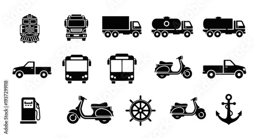 Collection of Transportation Icons and Symbols.