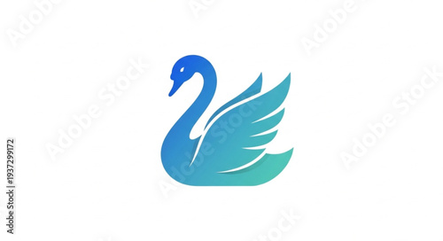 Blue swan logo design abstract bird icon.